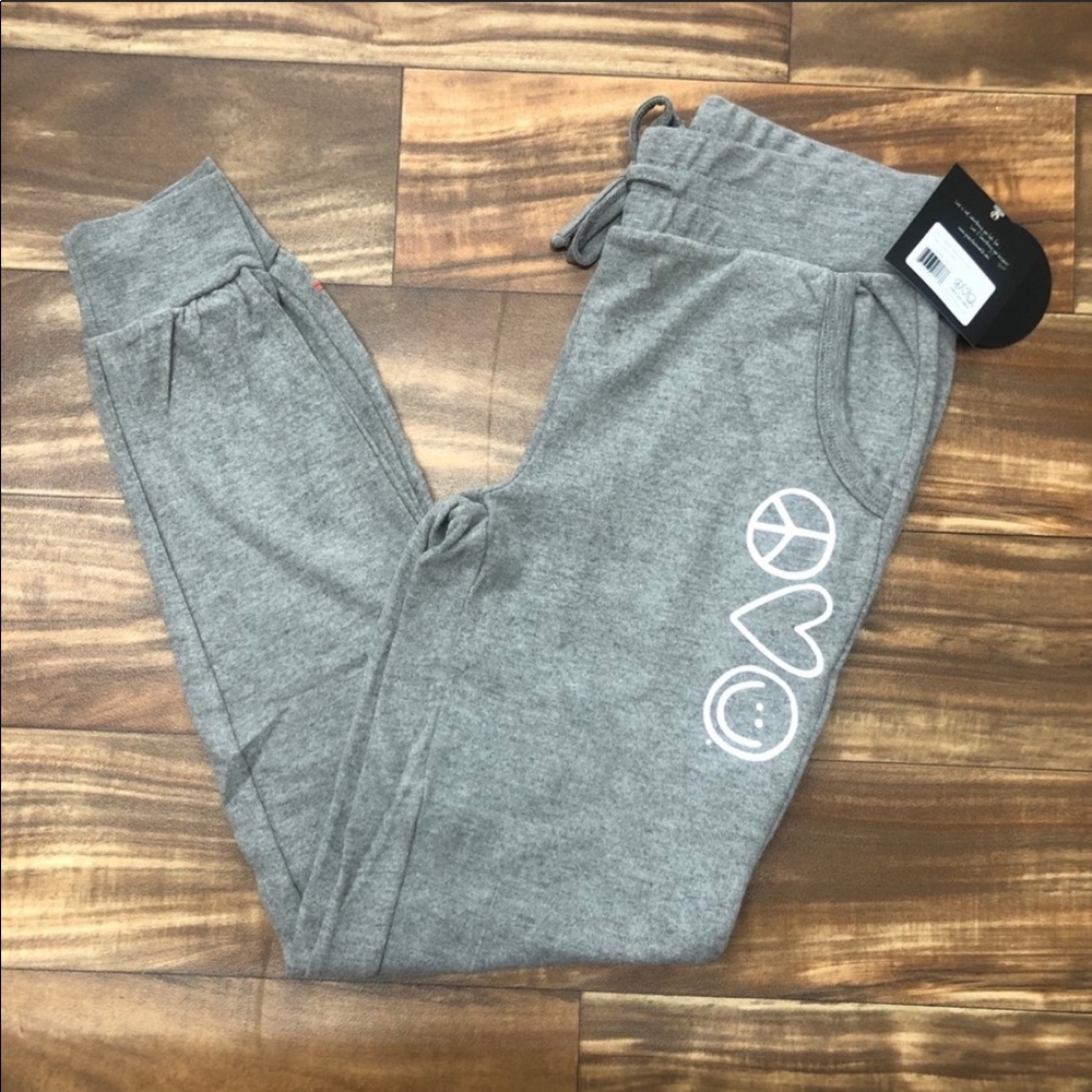 Peace Love World Emoji Joggers